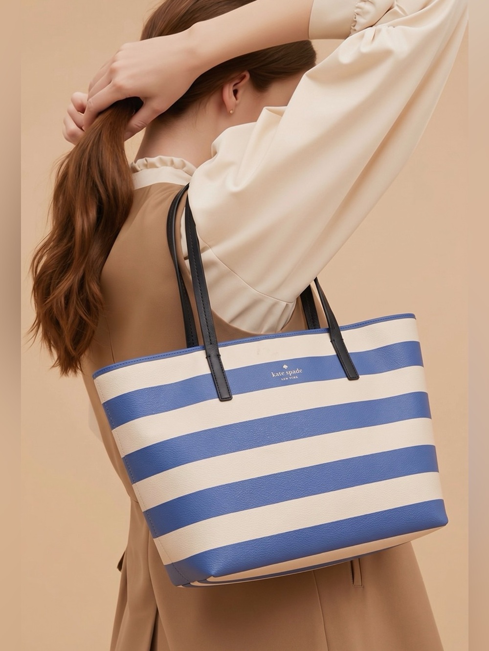 kate spade Blue and White Striped Tote